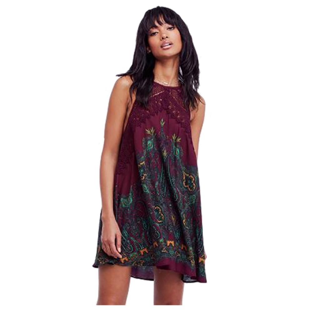 Free People Shea Printed Halter Neck Minidress